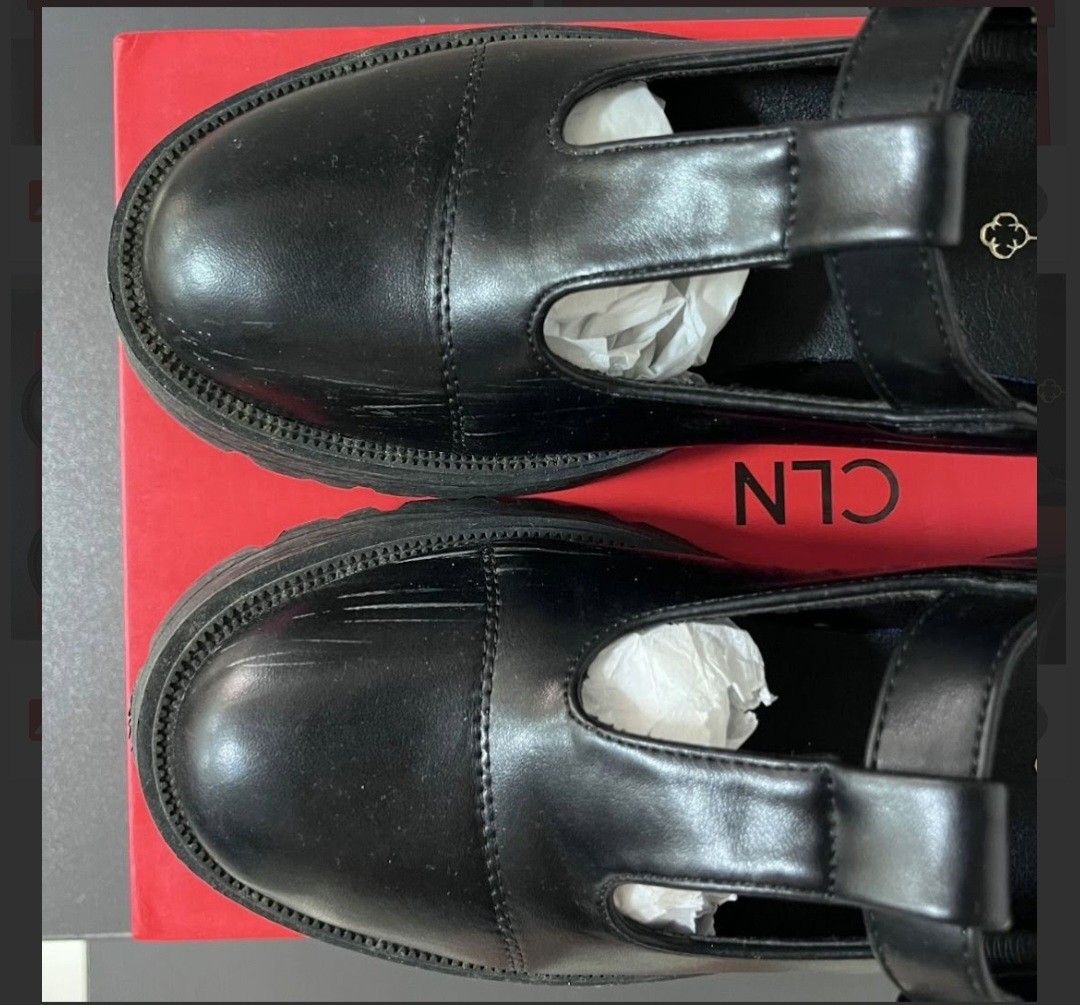 CLN Mary Jane Platform Shoes Black Size 36 (Category: Flats & Sandals) located in Antipolo. Submitted by hipishop (Listing ID 1440246444, Image 3). Description: - Brand: CLN - Style: Black Mary Jane Platform Shoes - Size: 36 - Features: T-strap with buckle closure, chunky lug sole - Includes: Original red box Pre loved adjustable straps, minor scratches .