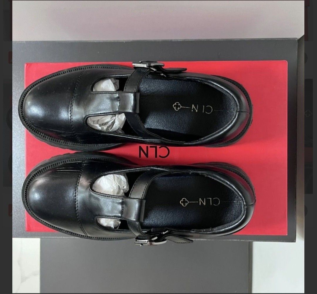 CLN Mary Jane Platform Shoes Black Size 36 (Category: Flats & Sandals) located in Antipolo. Submitted by hipishop (Listing ID 1440246444, Image 2). Description: - Brand: CLN - Style: Black Mary Jane Platform Shoes - Size: 36 - Features: T-strap with buckle closure, chunky lug sole - Includes: Original red box Pre loved adjustable straps, minor scratches .