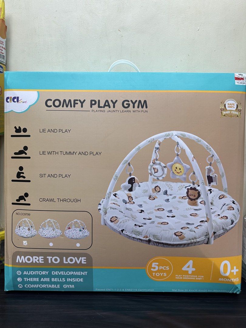 Comfy Play Gym with 5 Toys (Category: Infant Playtime) located in Manila. Submitted by airacruz0048042 (Listing ID 1440354800, Image 1). Description: - Comfy play gym for babies - Encourages auditory development with bells - Multiple play positions: lie, tummy time, sit, crawl - Comes with 5 engaging toys - Suitable from 0+ months - Comfortable and safe for your little one.
