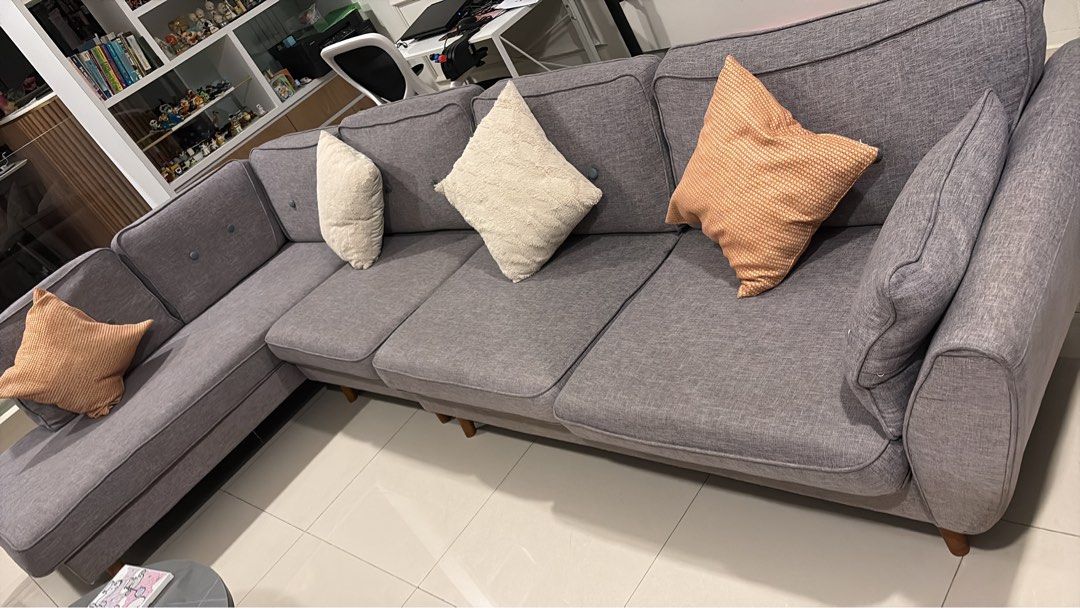 Fabric sofa (Category: Sofas) located in Singapore. Submitted by persistentraveller (Listing ID 1440272610, Image 1). Description: L3370xw1820xH900mm used for barely four years. Buttons were replaced but the sofa is still in good condition. Buyer to arrange own delivery. .