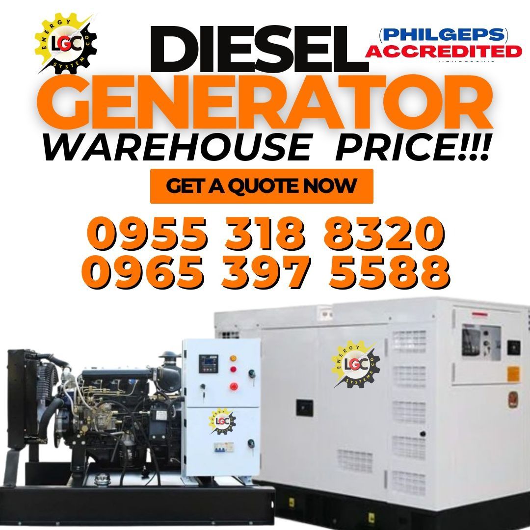 GENERATOR SALE! SALE! (Category: Industrial Equipment) located in Manila. Submitted by lgc_lemgenerator (Listing ID 1440255480, Image 1). Description: WE DELIVER NATIONWIDE DIESEL GENERATOR SET 15kVA 35kVA 75kVA 100kVA 125kVA 150kVA 225kVA 250kVA 300kva 500kva 600kva 700kva 1000kva up to 2500kVA Single Phase Or Three Phase Silent type and Open Type Call us Now! 0955 318 8320 / 0965 397 5588.