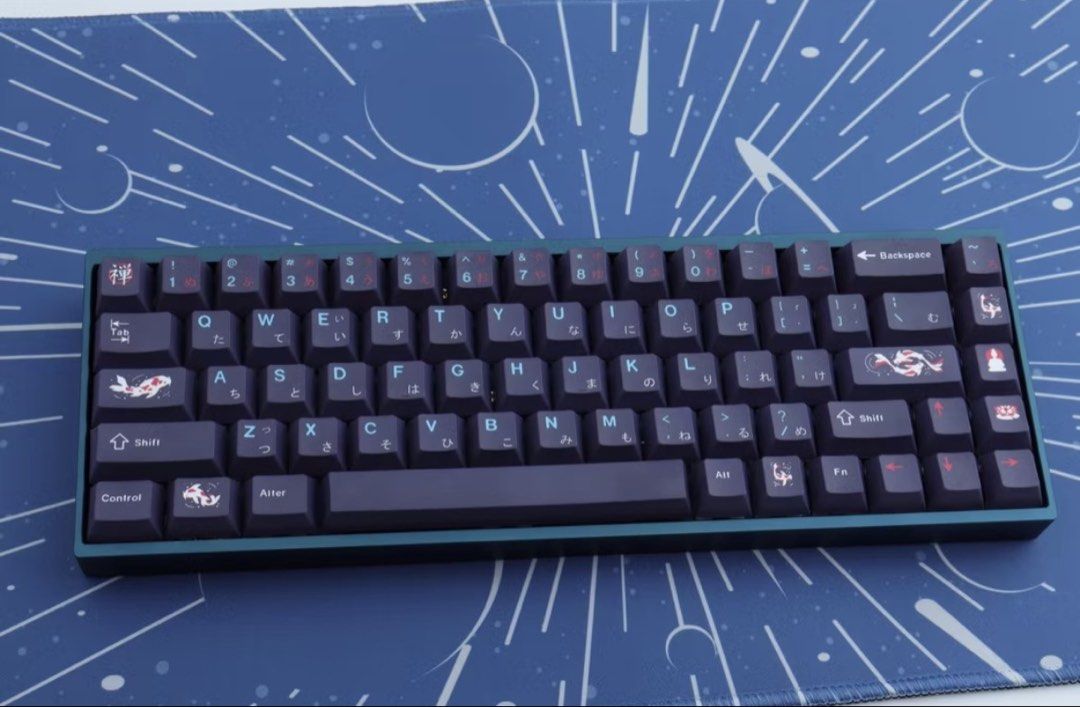 GMK Zen Pond Keycaps 129 Keys Cherry Profile (Category: Computer Keyboard) located in Paranaque City. Submitted by cheetoscries (Listing ID 1440205758, Image 1). Description: - GMK Zen Pond Keycaps Set - 129 Keys - Cherry Profile - Unique Zen pond, koi fish, and Japanese character design - Elevate your mechanical keyboard's look and feel.