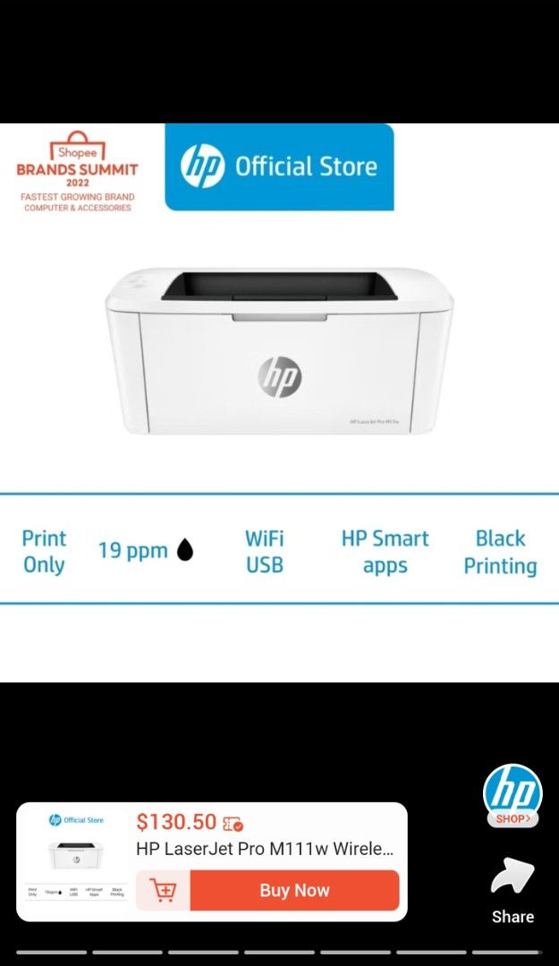 HP LaserJet Pro M111w Wireless Black & White Printer465525756763852800