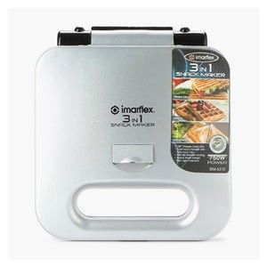 Imarflex 3-in-1 Snack Maker (Category: Other Kitchen Appliances) located in Manila. Submitted by korothrift (Listing ID 1440352510, Image 1). Description: - Imarflex 3-in-1 Snack Maker - Versatile: Makes sandwiches, waffles, and grills - Comes with interchangeable plates - Powerful 750W - Ideal for quick snacks and meals - Easy to clean.