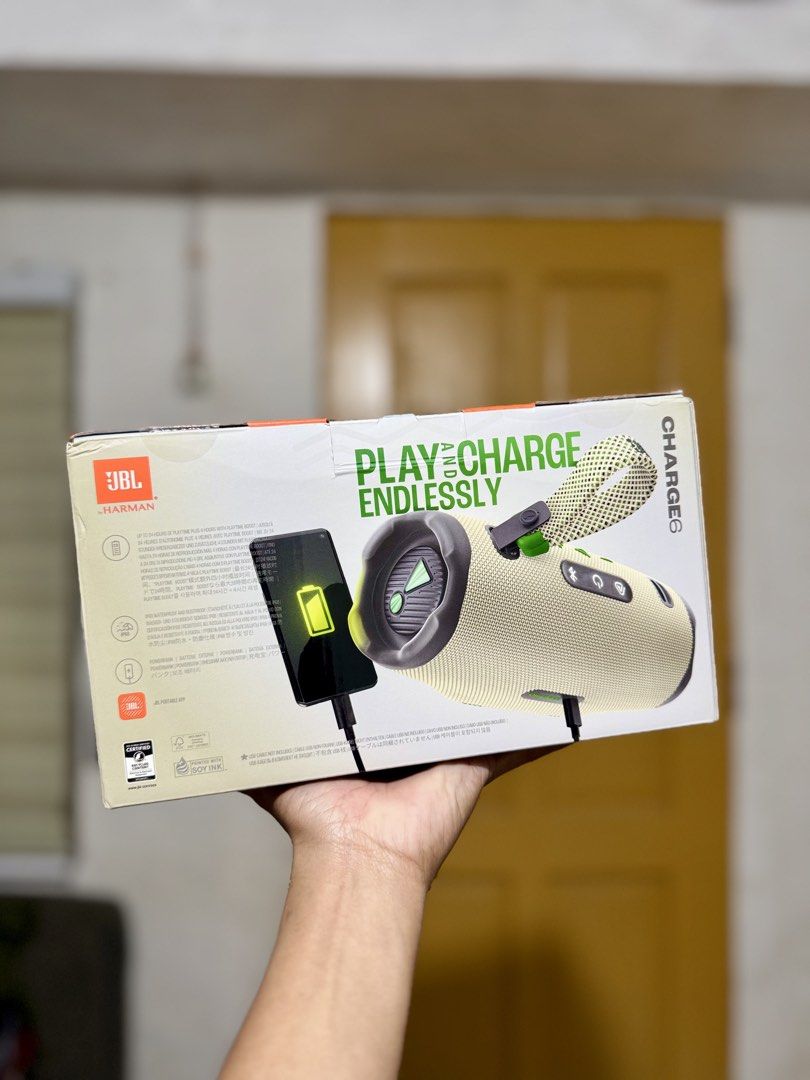 JBL Charge 5 Portable Waterproof Bluetooth Speaker (Category: Soundbars, Speakers & Amplifiers) located in Manila. Submitted by isa_bee (Listing ID 1440296088, Image 2). Description: JBL Charge 6 - Sand ✅ Up to 24 Hours of Playtime + 4 Hours w/ playtime boost ✅ IP68 Waterproof & Dustproof ✅ Bluetooth V 5.4 💯 Brand New, Sealed Condition 💯 Authentic JBL product ☑️ Model: JBLCHARGE6SAND 📌 Free delivery to select areas within Lapu-Lapu City and Ma