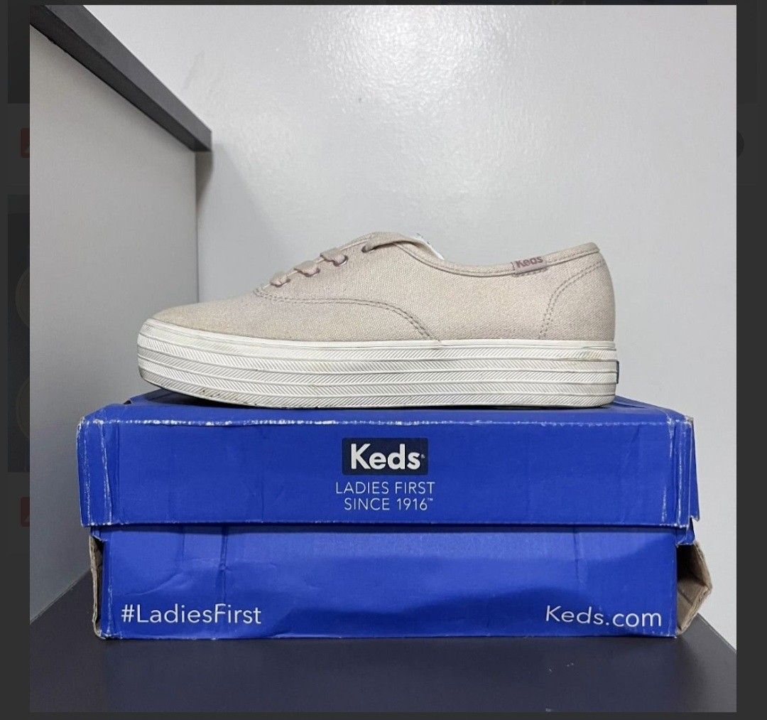Keds Triple CVO MET Sneakers (Category: Sneakers) located in Antipolo. Submitted by hipishop (Listing ID 1440243634, Image 1). Description: - Keds Triple CVO MET sneakers - rose pink color - Chunky sole for added height - Lace-up closure Pre loved ..... - Includes original Keds box - Perfect for a touch of sparkle and elevation color may vary due to lighting .