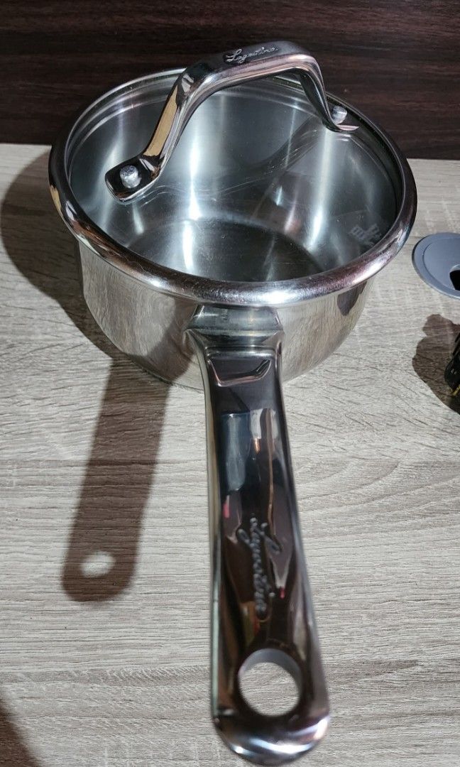 LAGOSTINA Heavy Duty Saucepan (Category: Cookware & Accessories) located in Baguio. Submitted by coffeesilvershadow_28 (Listing ID 1440378513, Image 3). Description: - From HK box - May takip na sya - Size: Approx. 17cmx9cm - Makapal at mabigat sya - With SOU, still in good condition- linis lng need - Baguio dropping - Jnt shipping- Payment first plus sf before shipping.