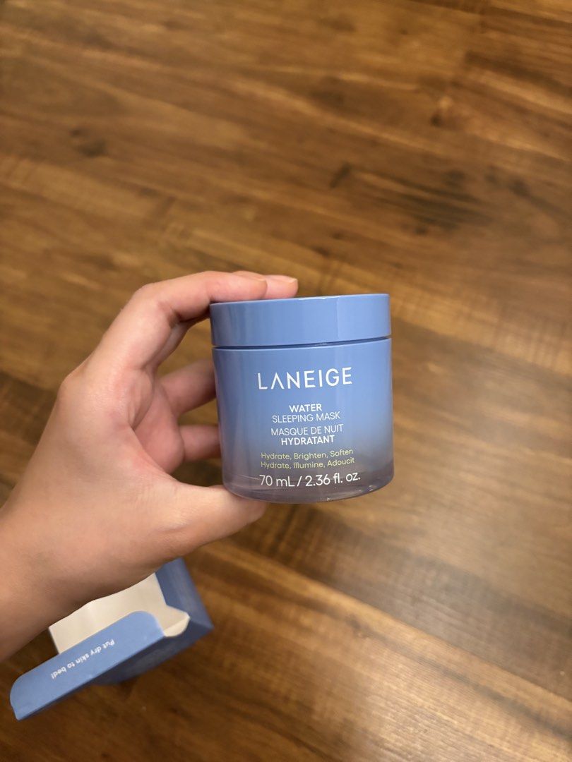 LANEIGE Water Sleeping Mask 70ml (Category: Face Care) located in Manila. Submitted by justine123456789 (Listing ID 1440376775, Image 3). Description: - AUTHENTIC LANEIGE Water Sleeping Mask - Brand new, sealed, and unused - Key Benefits: Hydrates, brightens, and softens skin - Special Ingredients: 3X Hyaluronic Night Blend and Ceramides - Result: Achieve a dewy glow overnight - Suitable for: All skin types.