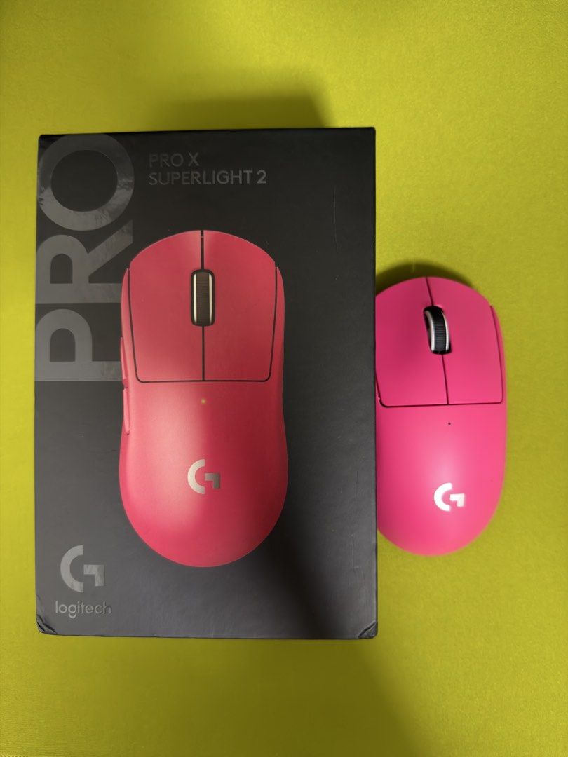Logitech G PRO X SUPERLIGHT 2 Magenta Pink (Can Negotiate) (Category: Mouse & Mousepads) located in Singapore. Submitted by homelessboy (Listing ID 1440254631, Image 1). Description: - Pink Logitech G PRO X SUPERLIGHT 2 wireless gaming mouse - Super light and fast, perfect for gaming - Includes original box, cable and dongle - Selling because I bought the viper v4 pro.
