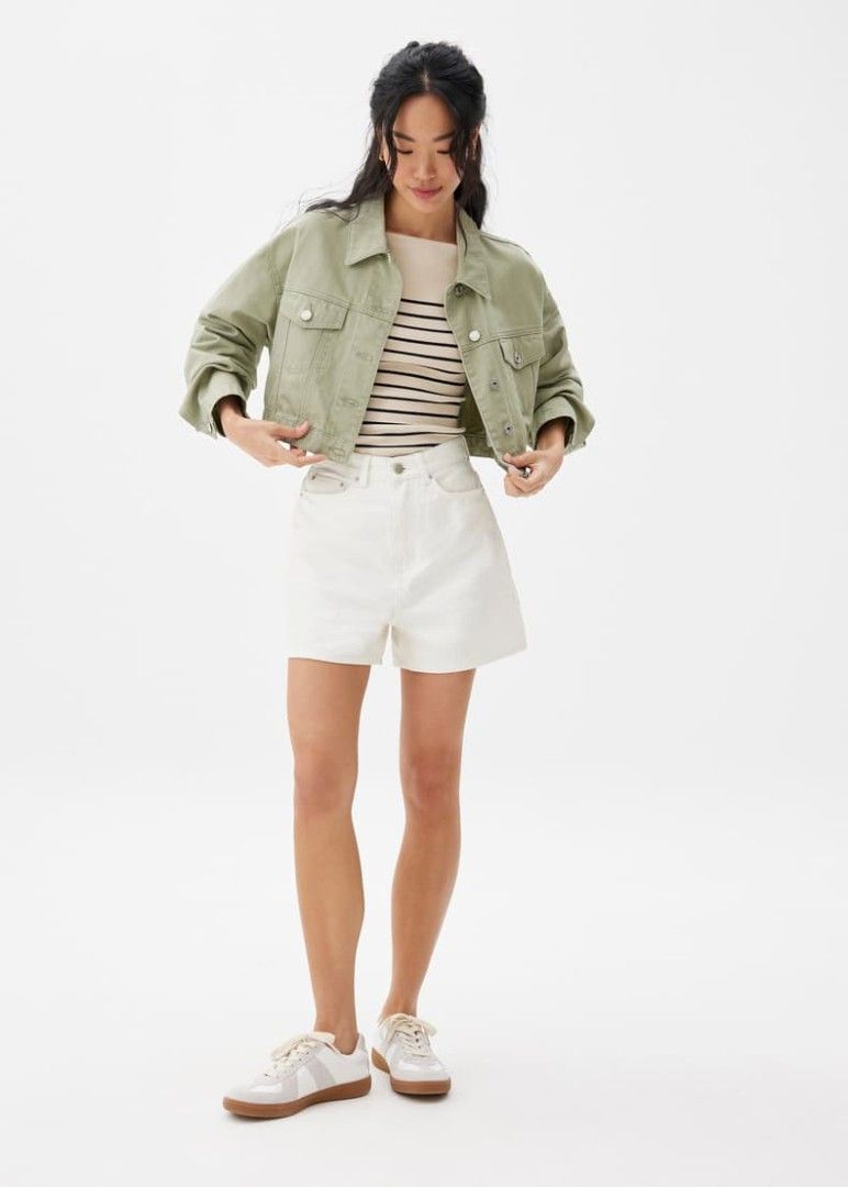 Love Bonito Kaia Classic Denim Jacket (Category: Coats, Jackets and Outerwear) located in Makati City. Submitted by simpleconfidence (Listing ID 1440195687, Image 1). Description: Sage color.