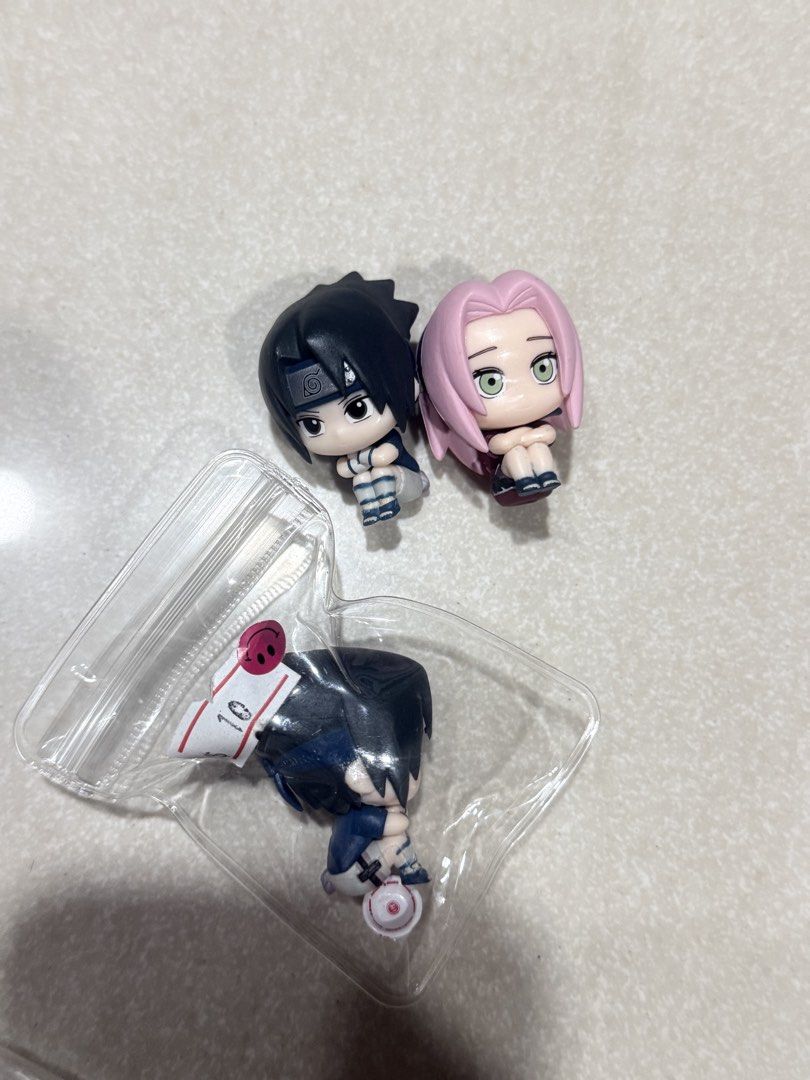 Naruto Sasuke Sakura Chibi Figures Set (Category: Toys & Games) located in Singapore. Submitted by unbeweebable4u (Listing ID 1440328254, Image 1). Description: $5 per figure .