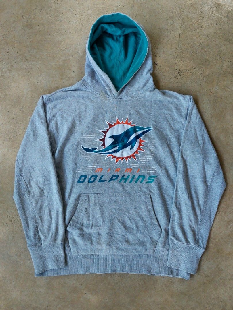 NFL Miami Dolphins Hoodie Grey (Category: Hoodies) located in Palayan City. Submitted by akhai420 (Listing ID 1440304843, Image 1). Description: Size Large Width '24 Lenght '27 Excellent condition need wash only.