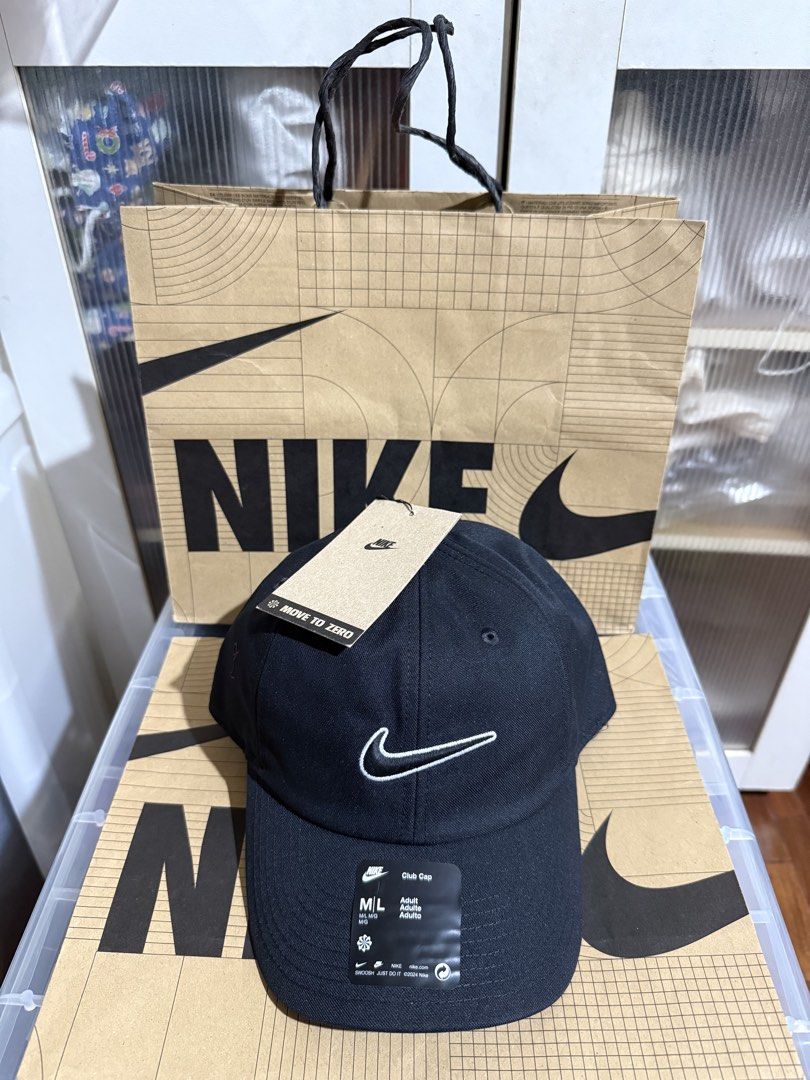 Nike Club Cap Black M/L (Category: Caps & Hats) located in Marikina City. Submitted by stuffs23 (Listing ID 1440295190, Image 1). Description: - Brand: Nike - Model: Club Cap - Color: Black - Size: M/L - Material: 100% Polyester - Features: Adjustable strap at the back for a customized fit - Condition: Brand new with original tags - Ideal for: Everyday wear.