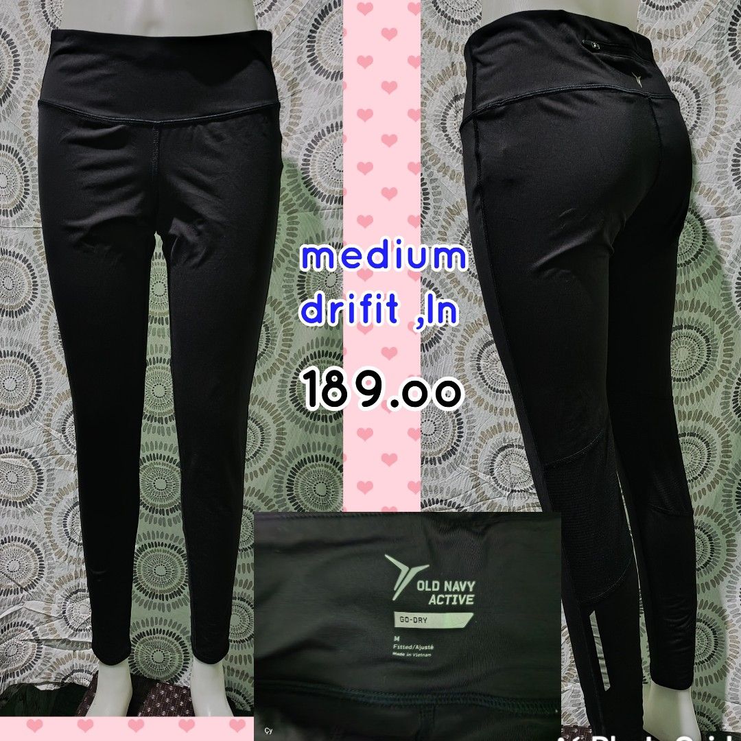 Old Navy Active Black Dri-Fit Leggings - Medium (Category: Activewear) located in Baguio. Submitted by cyann78 (Listing ID 1440385512, Image 1). Description: - Brand: Old Navy Active - Style: Dri-Fit Leggings - Size: Medium - Features: Comfortable, stretchy material - Ideal for: Workouts or casual wear - Price: PHP 189.00.