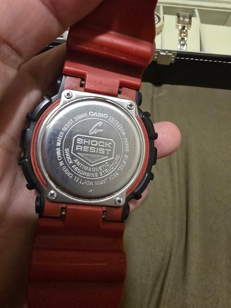 ORIGINAL Casio G-Shock Watch (Category: Men's Watches) located in Mandaluyong City. Submitted by d1palmj (Listing ID 1440345383, Image 2). Description: - Originak G-Shock watch in black and red. - Built for durability: Shock resistant and water resistant up to 200 meters. - Dual display: Features both digital and - Bought original Price analog timekeeping. - Stylish strap: Red with black accents. - Condition: Minor scratches on the watch face and