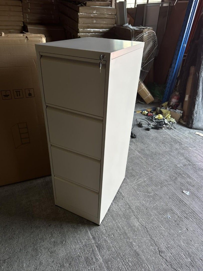 OVERRUN VERTICAL FILING CABINET 4 DRAWERS (Category: Office Furniture & Fixtures) located in Quezon City. Submitted by wcfhomeandoffice (Listing ID 1440255999, Image 3). Description: BAWAL SA MASELAN PWD SA NAGTITIPID with issue/dent but brand new and serves its purpose warehouse Pasig City.