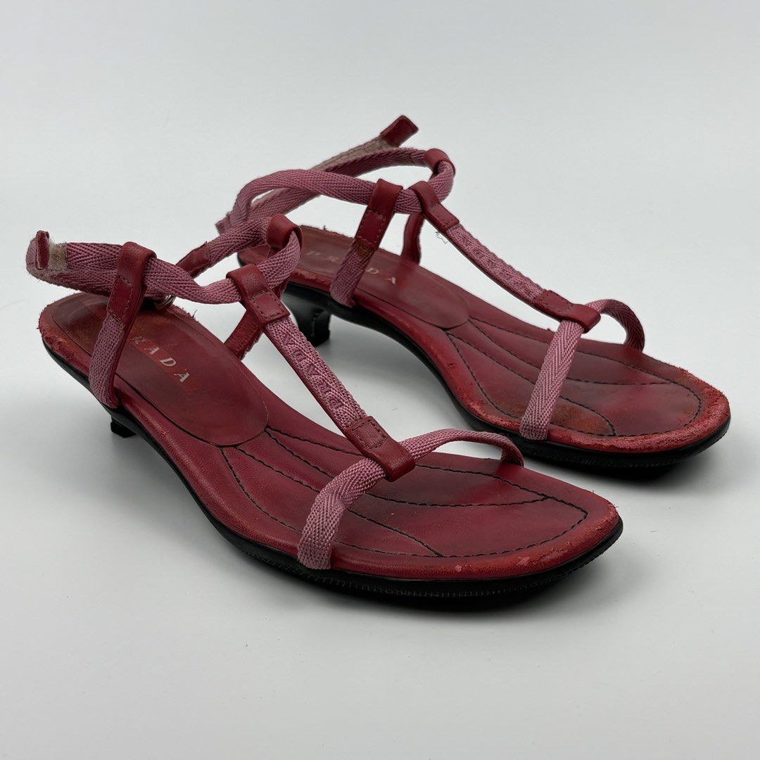 Prada Sport T-Strap Kitten Heels Sandal (Category: Sandals) located in Bacolod City. Submitted by cast.archives (Listing ID 1440370032, Image 1). Description: Prada Sport T-Strap Kitten Heels Sandal Authentic Size: 36.5 fits 37 Condition: Used Flaw: Scatches (needs recolor).