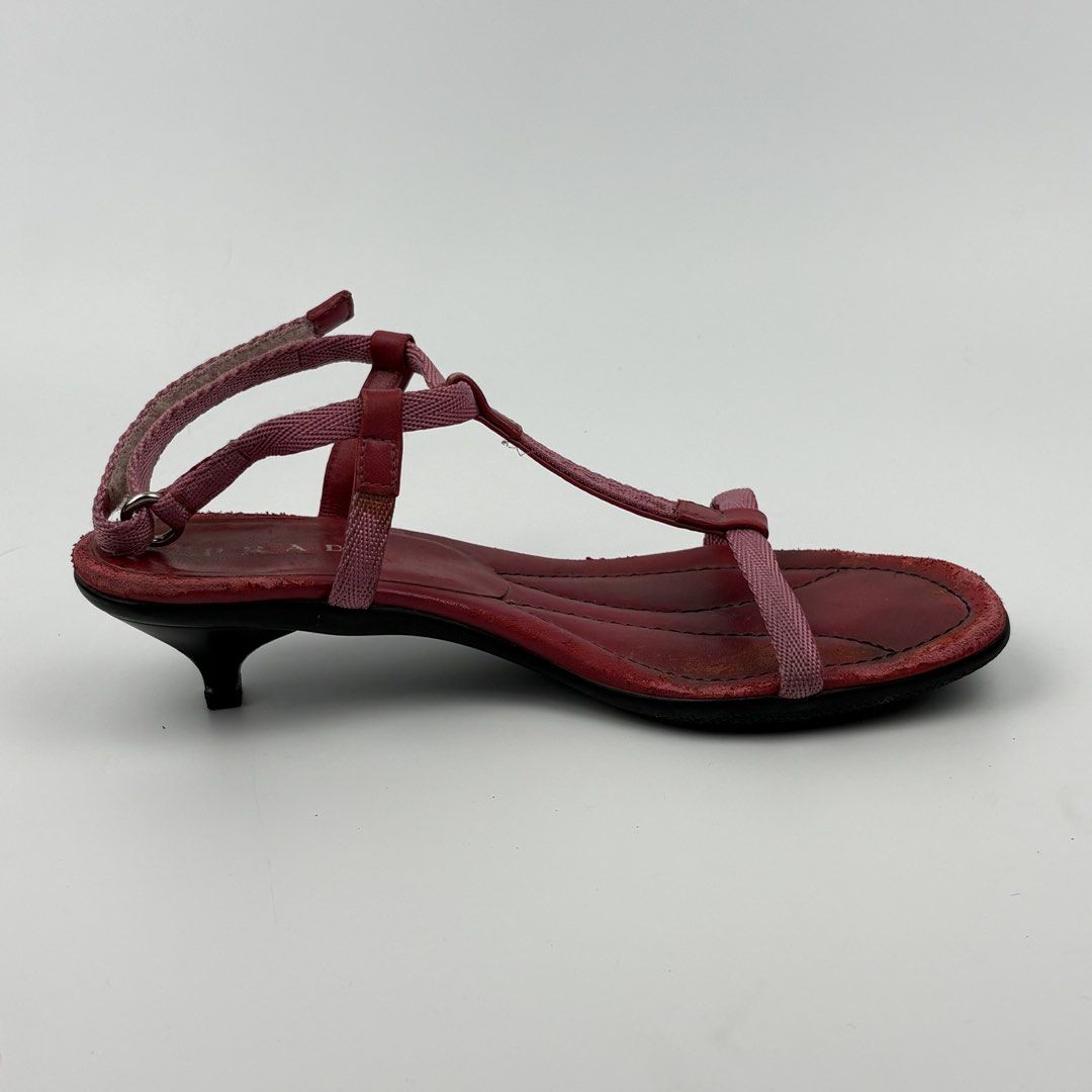 Prada Sport T-Strap Kitten Heels Sandal (Category: Sandals) located in Bacolod City. Submitted by cast.archives (Listing ID 1440370032, Image 3). Description: Prada Sport T-Strap Kitten Heels Sandal Authentic Size: 36.5 fits 37 Condition: Used Flaw: Scatches (needs recolor).