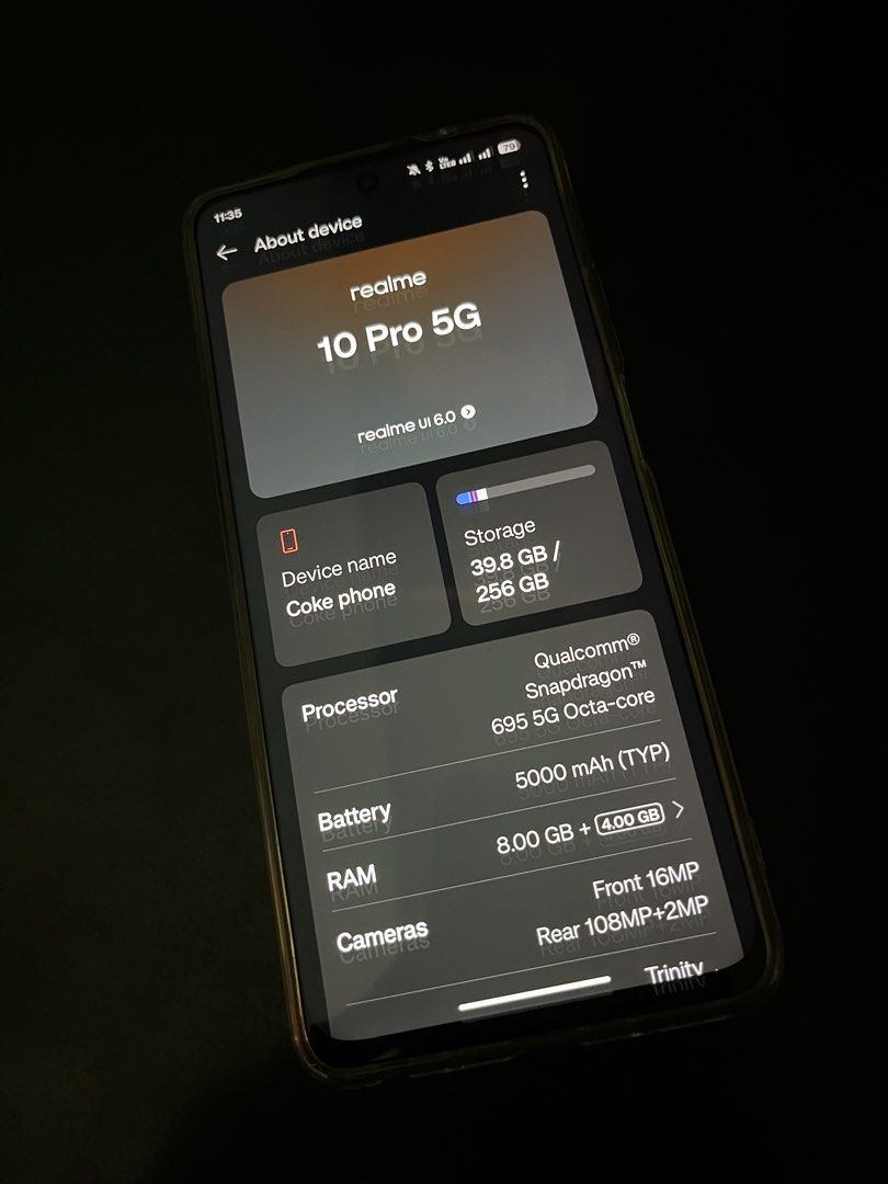 Realme 10 Pro 5G Coca-Cola Edition (Category: Realme) located in Pasig City. Submitted by marie.8 (Listing ID 1440226444, Image 2). Description: Realme 10 Pro 5G Coca-Cola Edition Openline Dual sim Inclusions: Unit UGreen original cable.