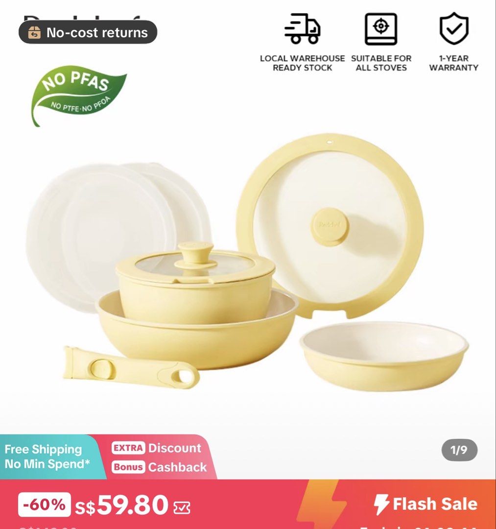 redchef yellow pots and pans kitchen cookware set465803502148669440