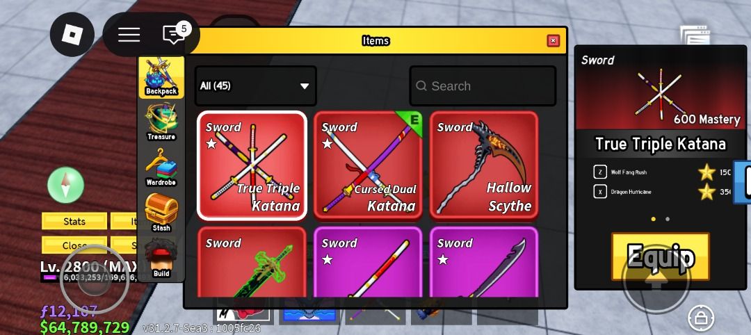 Roblox account Blox fruit (Category: In-Game Products) located in Caloocan City. Submitted by zukamimozu (Listing ID 1440297439, Image 3). Description: Blox fruits All race v3 Dark blade +3 storage Fast boat 2x money and exp Perm dragon, ice and rocket Max Unlock all melee Sea 3 Have grow a garden, mini city, colony survival, ps99 and slime rng..