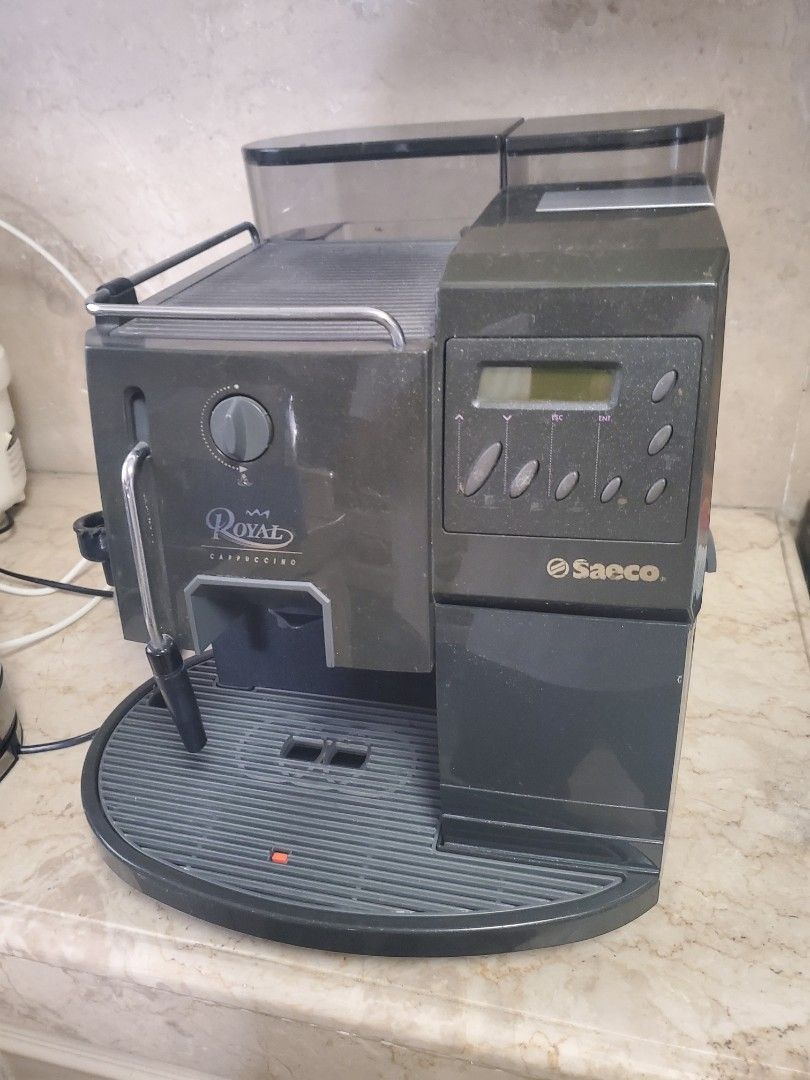 Saeco Royal Cappuccino Coffee Machine (Category: Coffee Machines & Makers) located in Paranaque City. Submitted by 247privateeye (Listing ID 1440305644, Image 1). Description: Used Saeco Royal Cappuccino coffee machine. Makes great espresso and cappuccinos. Has a built-in grinder and milk frother. Easy to use controls. Some signs of wear. Stored away. Powers on. No additional testing done. Being sold AS-IS. Pick up in Paranaque. .