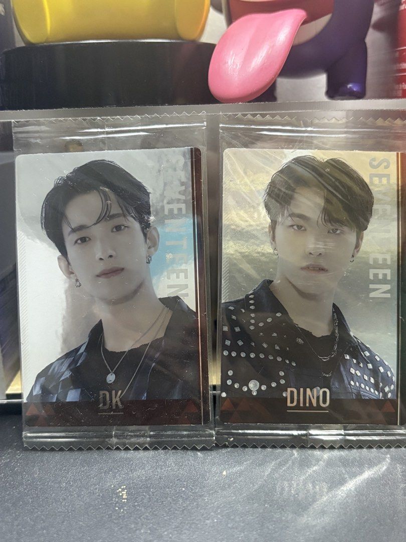 SEVENTEEN DK & Dino Wafer Photocards Set (Category: K-Wave Merchandise) located in Binan City. Submitted by treasurejoycollection (Listing ID 1440364170, Image 1). Description: - Official SEVENTEEN photocards - Featuring DK and Dino - Authentic merchandise from Bandai Japan - Ideal for any Carat's collection - Rare inclusions, grab them now!.