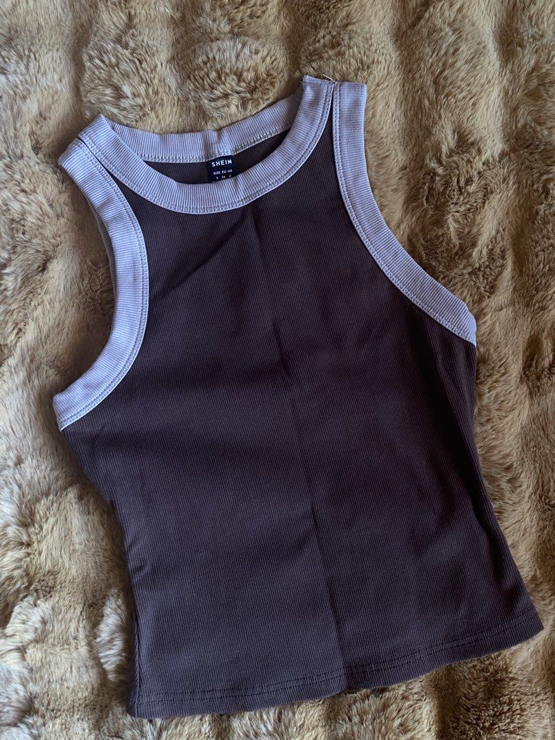 SHEIN Brown Ribbed Tank Top (Category: Sleeveless) located in Tagbilaran City. Submitted by rianena (Listing ID 1440241447, Image 1). Description: worn once only .