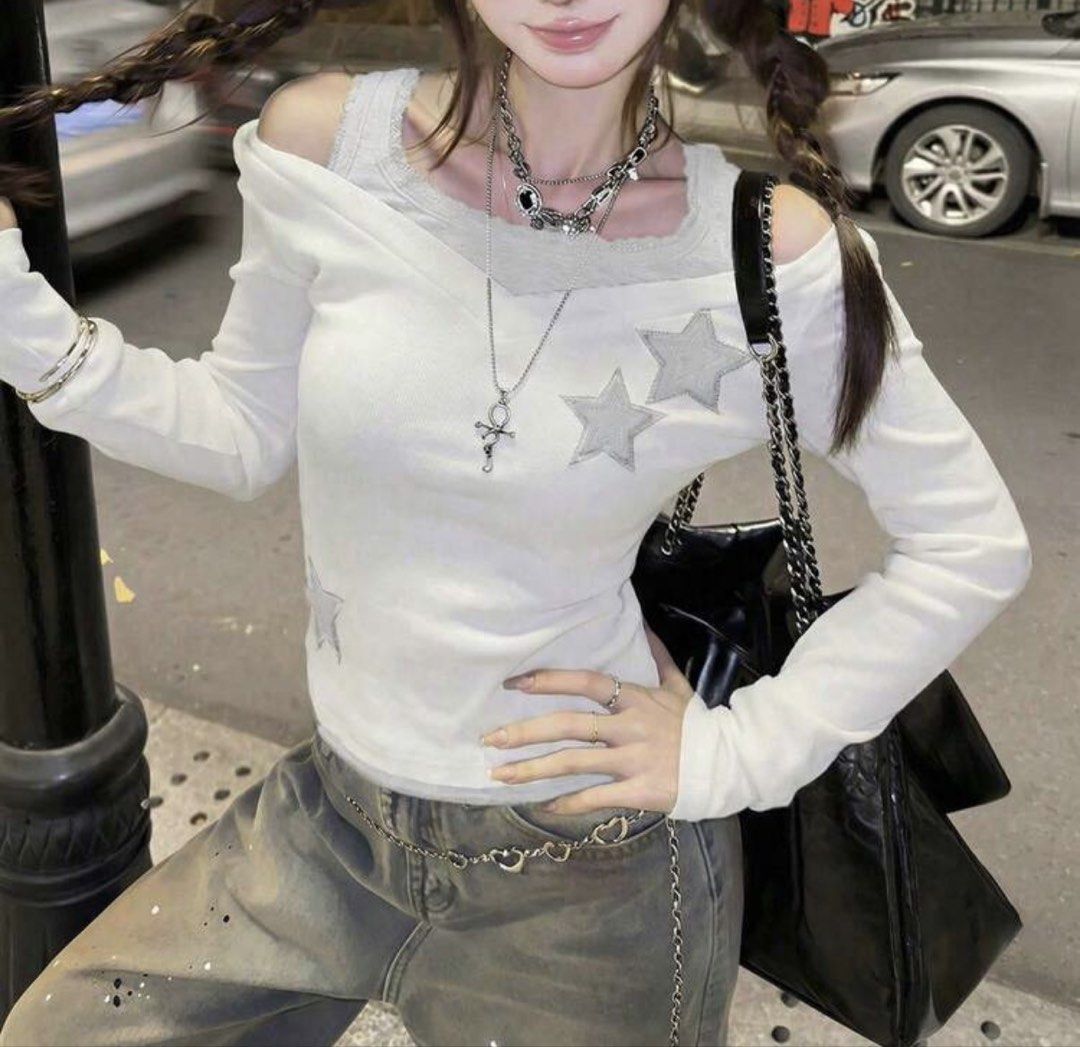 SHEIN y2k white longsleeve top (Category: Longsleeves) located in Manila. Submitted by fashiontingz (Listing ID 1440272656, Image 1). Description: PM for more photos and size reference .