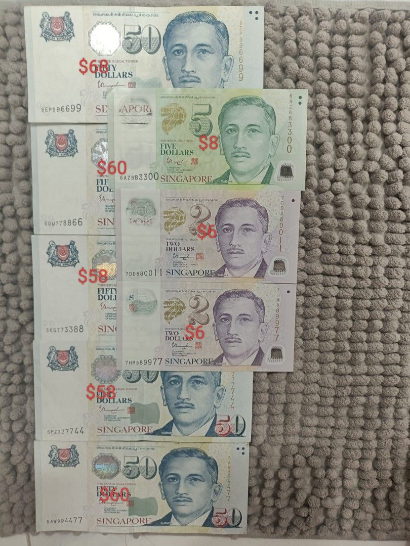 Sold (Category: Currency) located in Singapore. Submitted by samchongsa47253 (Listing ID 1440303521, Image 1). Description: -Nice number series note Prices Stated in photos Those who interested can pm Meet up amk 561 $50 996699 sold.