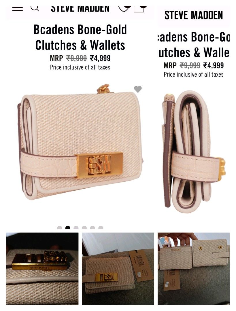 Steve Madden "BCADENS" Bone/Gold Multi-Part Wallet | Original (Category: Wallets & Card holders) located in Manila. Submitted by prelovedbasketfinds (Listing ID 1440364333, Image 1). Description: - Authentic Steve Madden Wallet -Brand new - Elegant and stylish designer look -Spacious compartments for cards, cash, and essentials -Compact, lightweight, and easy to carry -Gold-tone hardware for a classy finish -Perfect for everyday use or gifting.