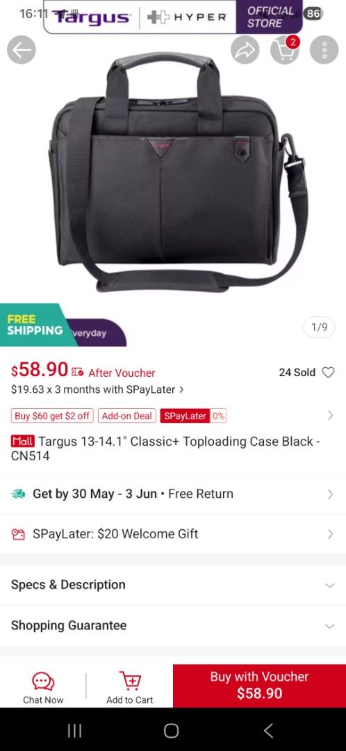 Targus Laptop Bag CN514465644738094704640