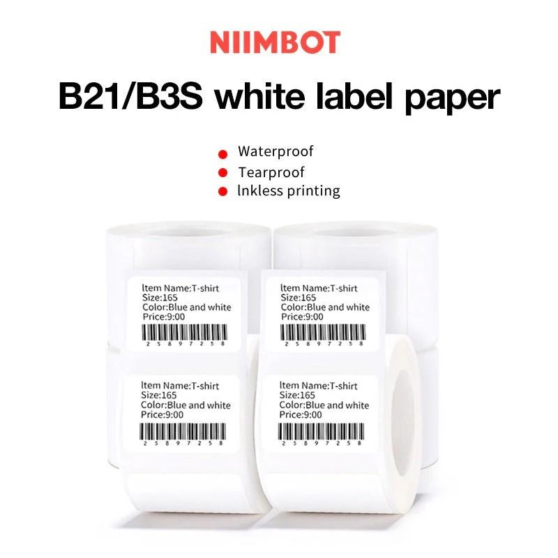 Thermal Label Sticker Paper Printable White 20-50mm Width (Category: Printers, Scanners & Copiers) located in Manila. Submitted by abot.ph.17846 (Listing ID 1440262187, Image 2). Description: ✅Brand: Niimbot ✅Name: Self-adhesive thermal label paper ✅Length: 7.5-8 meters ✅Weight: about 70g ✅Applicable printer: B21/B3S/B203 ✅Label paper characteristics: Oil-proof, scratch-proof, anti-tear, no glue ✅Supported languages: Chinese, Japanese, Korean, En