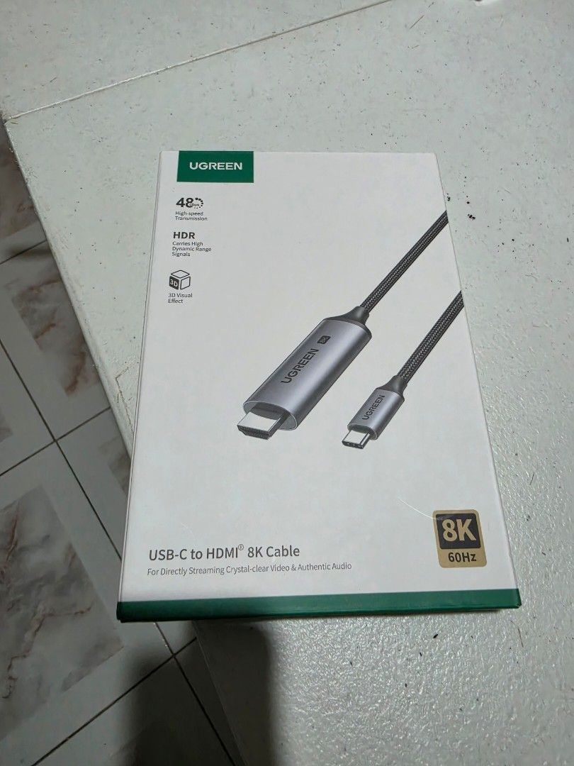UGREEN USB-C to HDMI 8K 60Hz Cable (Category: Cables & Adaptors) located in Paranaque City. Submitted by livecat.088919 (Listing ID 1440230787, Image 1). Description: - UGREEN USB-C to HDMI Cable - Supports stunning 8K resolution at 60Hz - Also compatible with 4K and HDR - Delivers crystal-clear video and audio for streaming - Easy plug and play setup - Get yours now!.