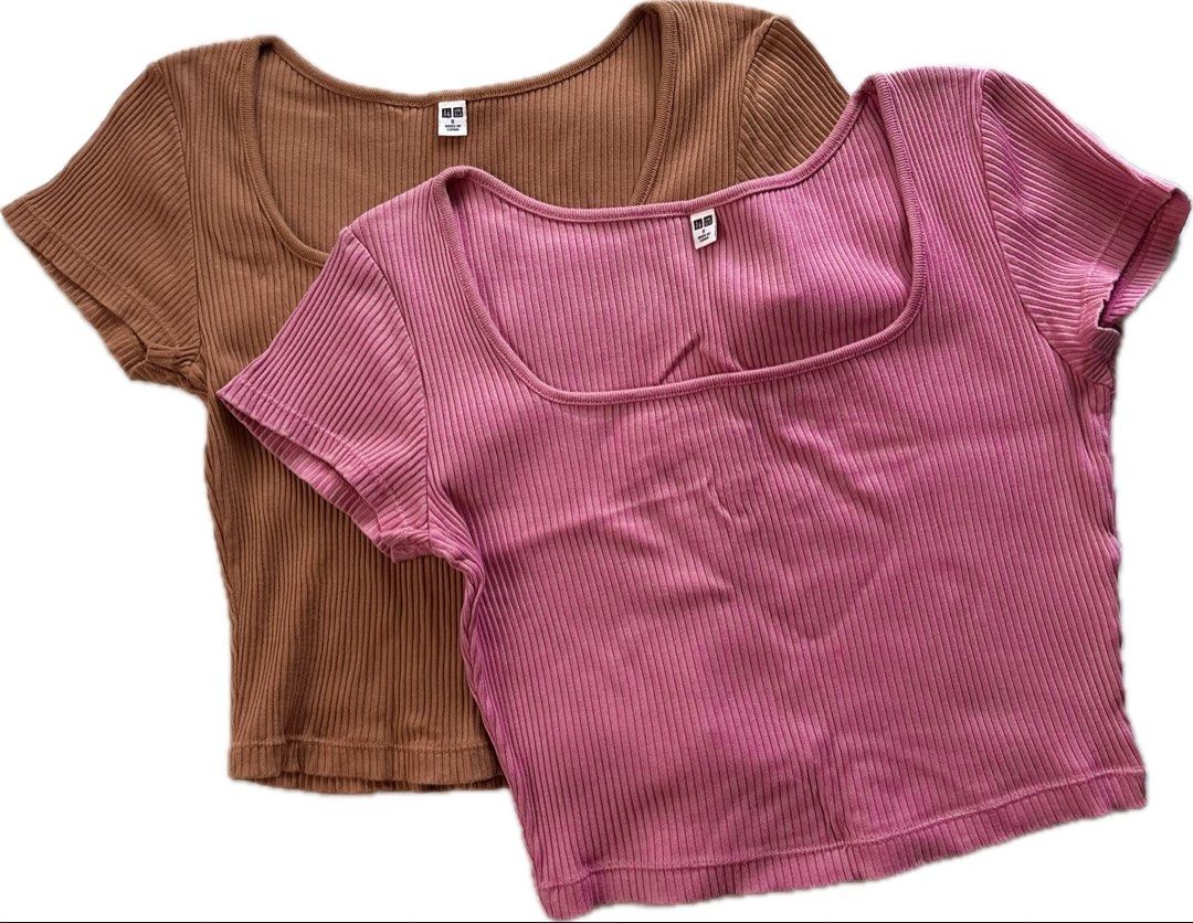 Uniqlo Ribbed Square Neck Cropped T-Shirt (Bundle) (Category: Blouses) located in Calamba. Submitted by cjlffff029 (Listing ID 1440364356, Image 1). Description: - Size: S - Material: 93% cotton, 7% spandex - Condition: Like new 📍Location: Laguna 🚚 Shipping: J&T 💰 Mode of Payment: BDO / Gcash.