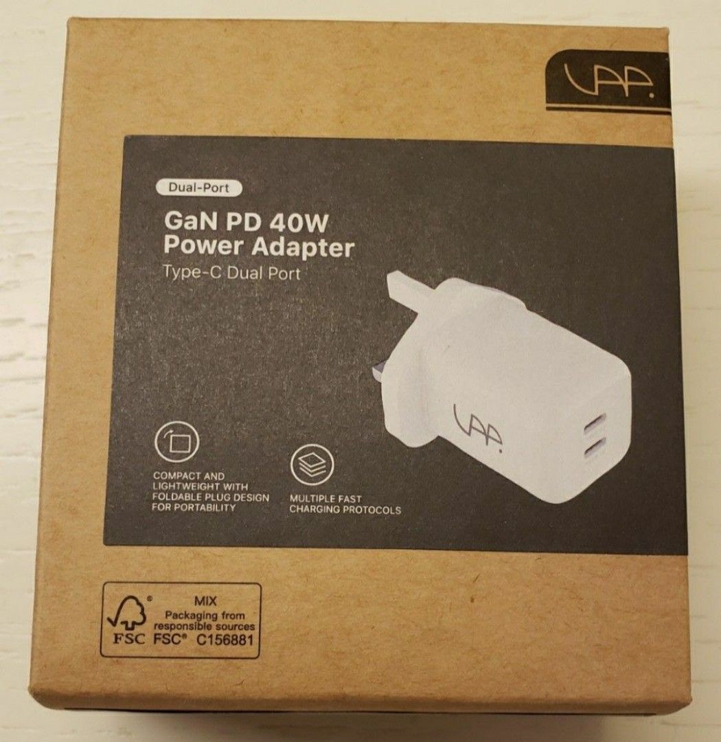 VAP GaN PD 40W 雙Type-C快充火牛, 手提電話, 電話及其他裝置配件, 充電器及電線 - Carousell