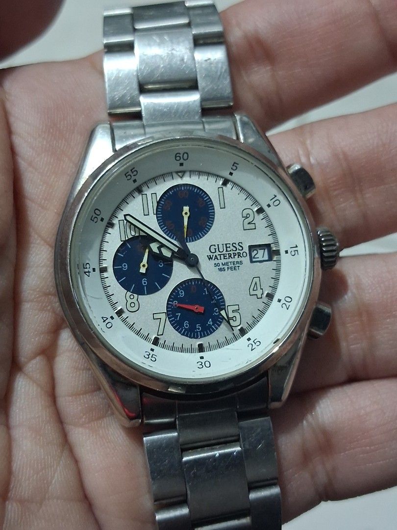 Vintage Speedmaster type Chronograph Guess Waterpro watch (Category: Men's Watches) located in Las Pinas. Submitted by chariepadilla (Listing ID 1440207100, Image 1). Description: .