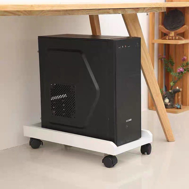 White Rolling PC Stand with Wheels465507592323082240