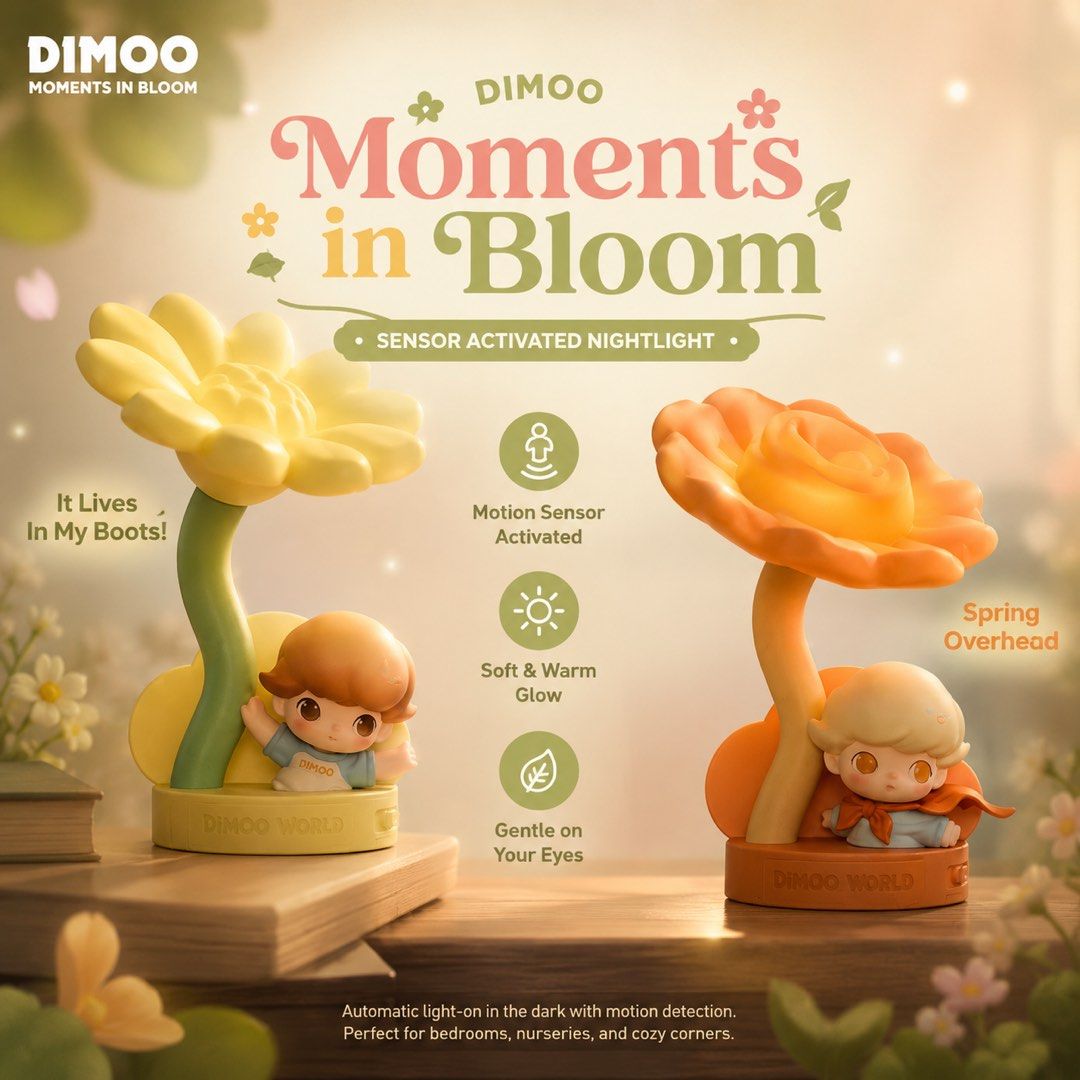 Dimoo In The Boot (2 pc) Dimoo Moments in Bloom Sensor Activated Nightlight - Spring ...