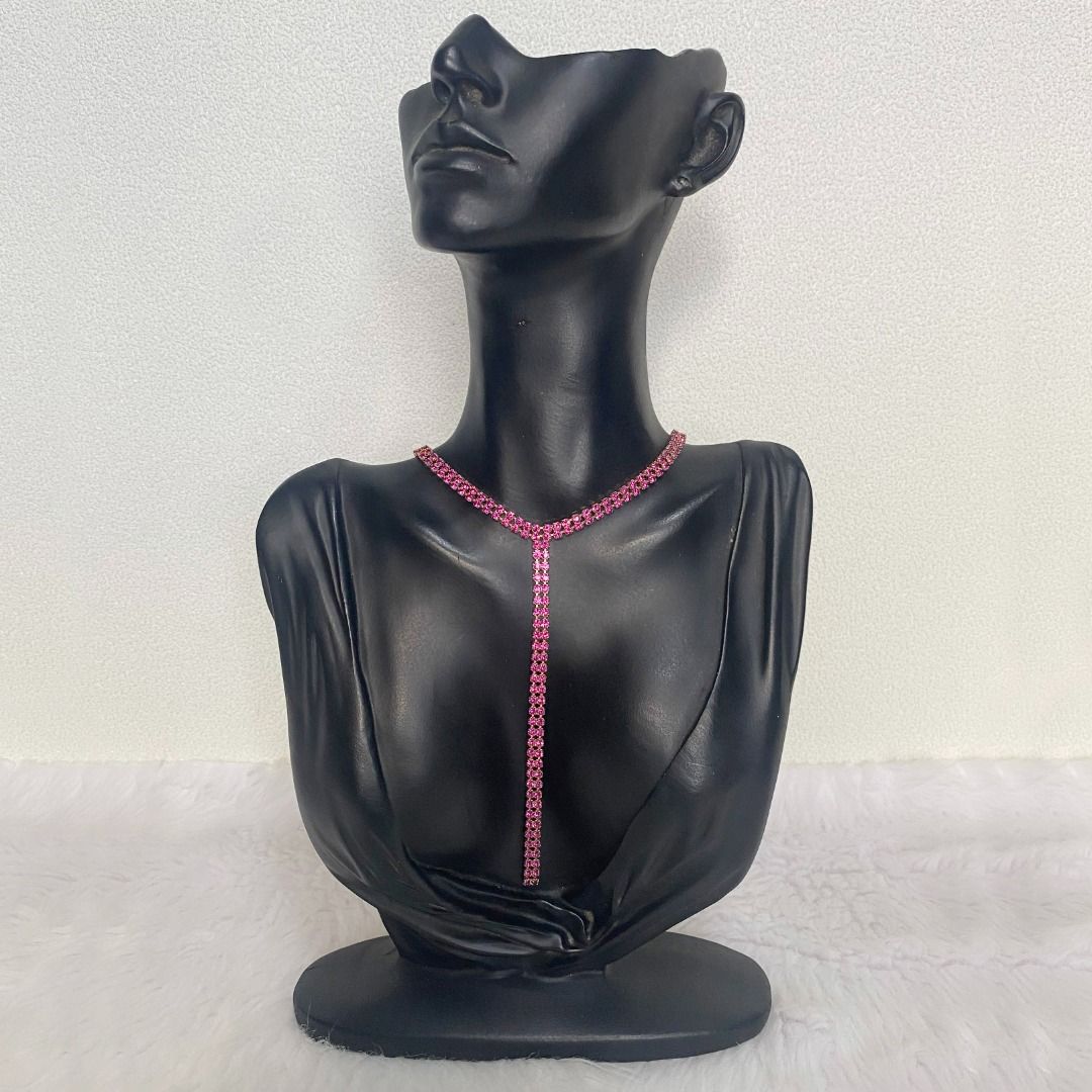 Anne Klein Rose Gold Pink Rhinestones Lariat Necklace (Category: Necklaces) located in Cebu City. Submitted by posh_avenue888 (Listing ID 1440554596, Image 1). Description: New with tags. From Japan. 100% authentic!!! Chain: 12 inches; Drop: 4.5 inches. You can also purchase the set for a discount. .