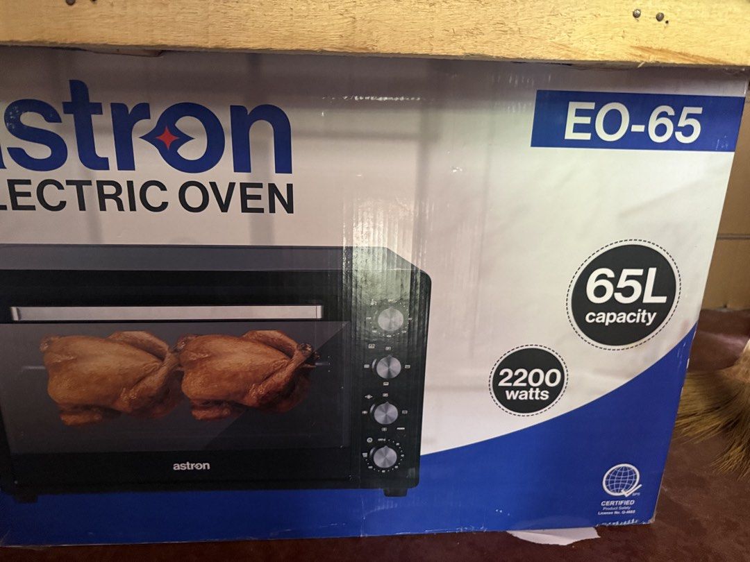 Astron Electric Oven EO-65 65L Capacity (Category: Ovens & Toasters) located in Zamboanga. Submitted by brightriver_f9bf4a (Listing ID 1440435621, Image 1). Description: Astron Electric Oven EO-65 65L Capacity; 2200 watts.