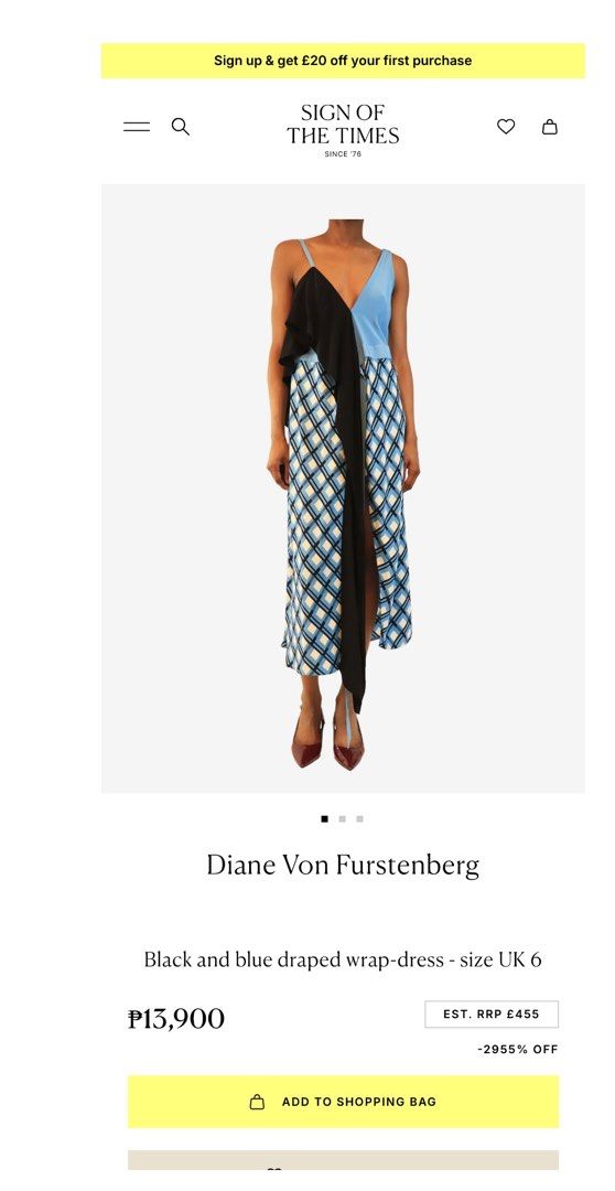 Authentic Diane Von Furstenberg wrap dress (Category: Dresses) located in Pasig City. Submitted by 7117blo (Listing ID 1440404507, Image 1). Description: Authentic light used wrap dress. No issues. .