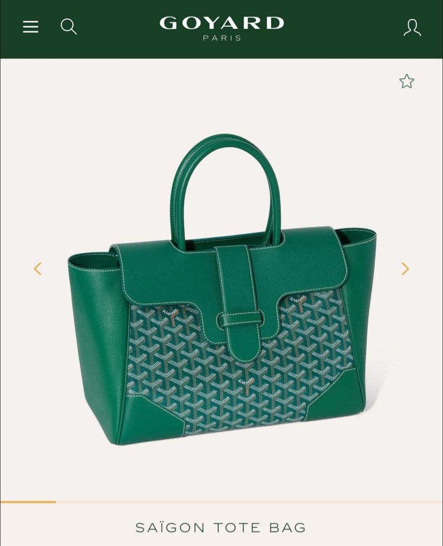 AUTHENTIC GOYARD Green (Category: Luxury Bags & Wallets) located in Quezon City. Submitted by FashionFab (Listing ID 1440432714, Image 2). Description: Available on hand. Authentic Japan Preloved GOYARD SAIGON TOTE MM complete inclusions. with minimal signs of usage. P195,000 only!!!.