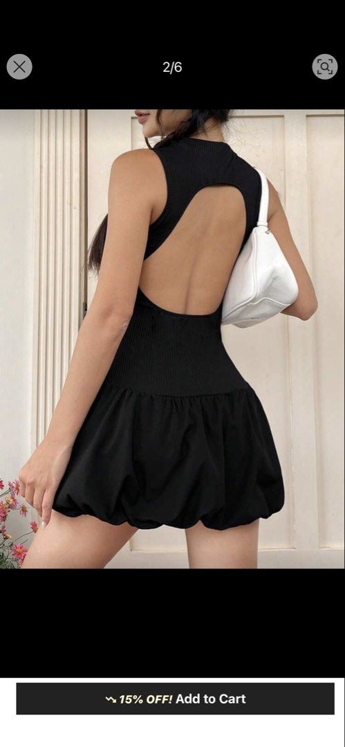 Black Ribbed Mock Neck Bubble Hem Dress (Category: Dresses) located in Quezon City. Submitted by kimvmdr (Listing ID 1440476416, Image 2). Description: - Style: Ribbed Mock Neck with Bubble Hem - Size: S (EU 36 / UK 8 / US 4) - Features: Flattering ribbed top, playful bubble hem skirt, back cutout detail.