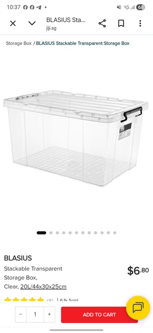 BLASIUS Stackable Transparent Storage Box 26L x 3466493865723187203