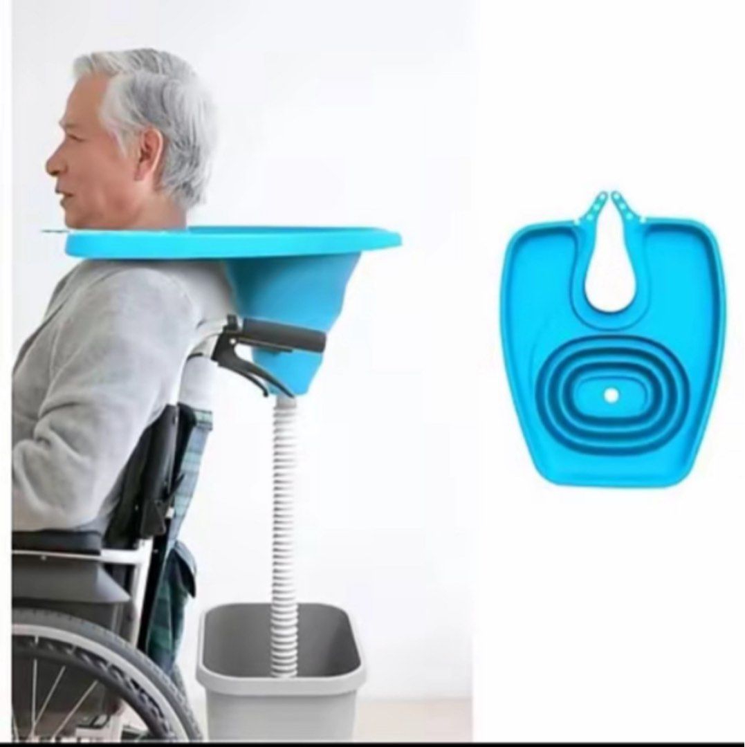 Blue Portable Shampoo Basin for Wheelchair Users (Category: Everything Else Others) located in Manila. Submitted by robinhood123_134 (Listing ID 1440478181, Image 1). Description: Easy shampoo basin for seated washing. Fits comfortably around the neck. Includes drainage tube. Great for home or caregiver use. Durable silicone..