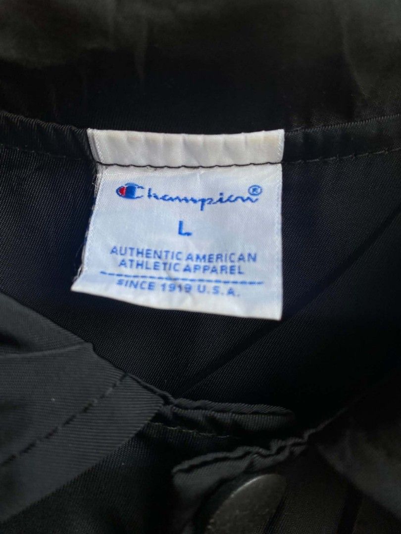 Champion x AtmosLab exclusive coach jacket black (Category: Coats, Jackets and Outerwear) located in Cabuyao City. Submitted by PHdowner30 (Listing ID 1440389303, Image 3). Description: FOR SALE ONLY Champion x AtmosLab exclusive coach jacket black size: L ( 21x26 ) excellent condition P300 + SF negotiable pm.