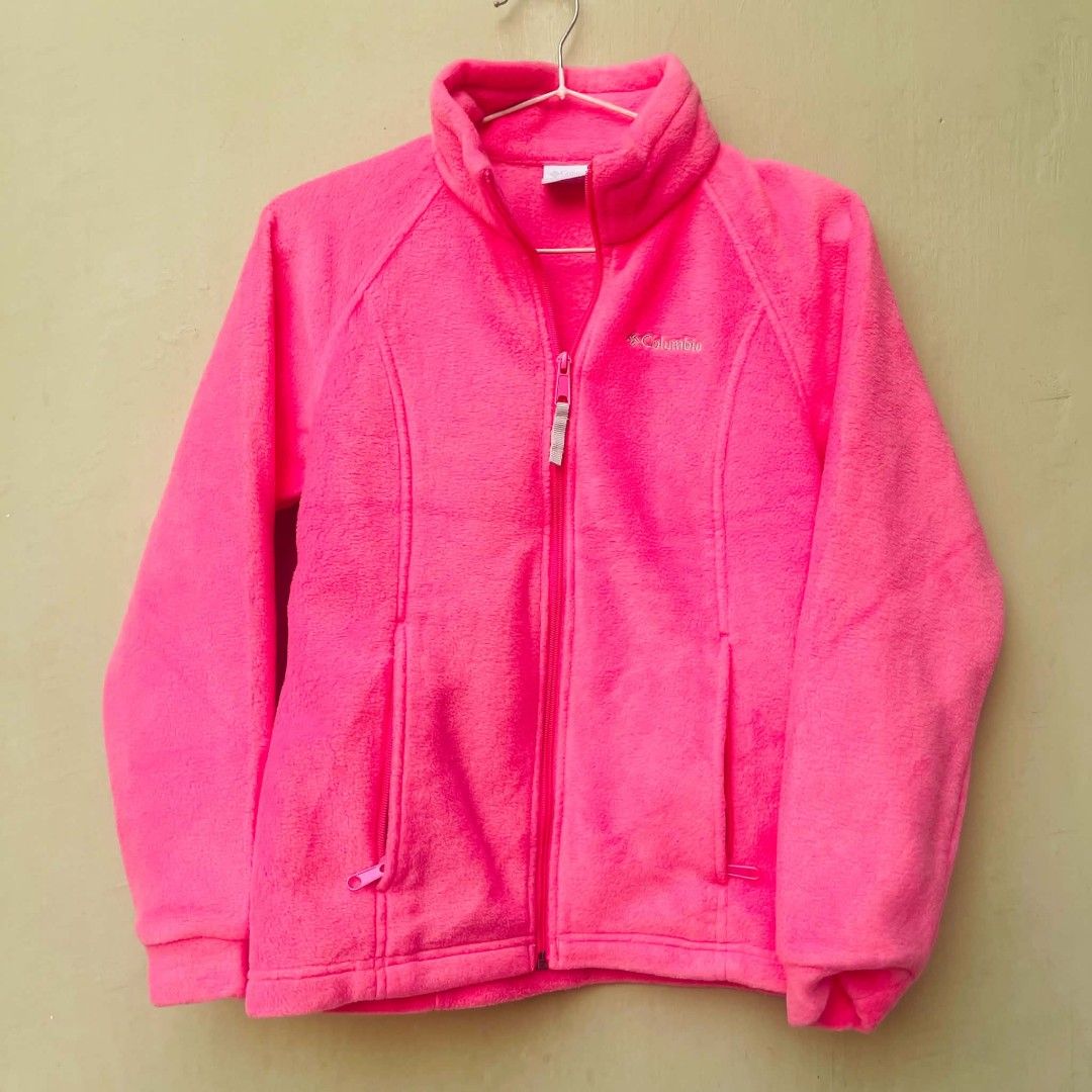 Columbia Pink Fleece Full Zip Jacket (Category: Coats, Jackets and Outerwear) located in Bulacan. Submitted by fenph2021 (Listing ID 1440500322, Image 1). Description: - Bright pink Columbia fleece jacket - Full zip closure with stand-up collar - Two front pockets with zippers - Soft and warm material xs-m - Ideal for layering or standalone wear - Great for outdoor activities and casual outings last price posted free sf.
