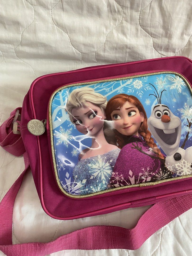 Disney Frozen Pink Shoulder Bag (Category: Babies & Kids Fashion) located in Quezon City. Submitted by viacb (Listing ID 1440422931, Image 2). Description: mop: gcash mod: jnt/lalamove *location: quezon city overall good quality pa, just need to wash .