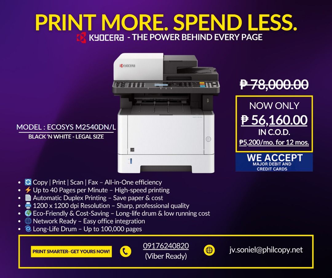 Ecosys M2540d/L (Category: Printers, Scanners & Copiers) located in Makati City. Submitted by ExclusiveDistributor-KyoceraPH (Listing ID 1440467437, Image 1). Description: Description in picture..